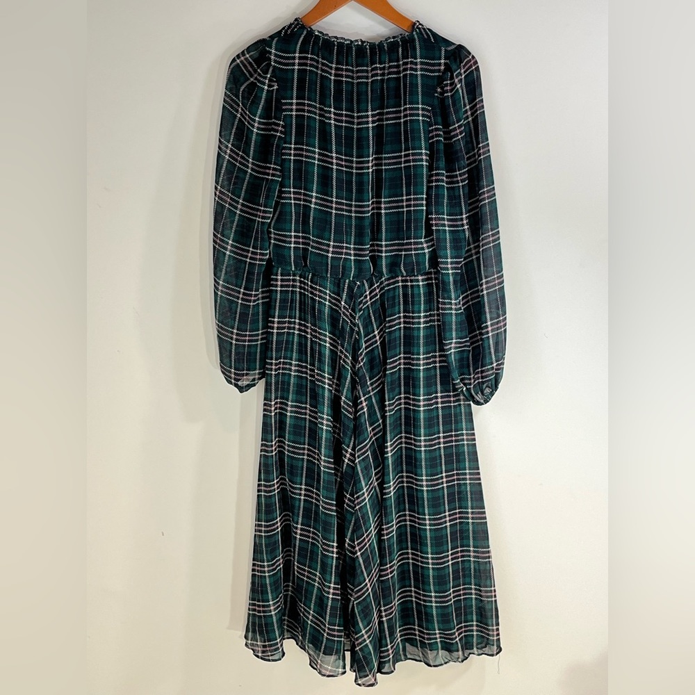 Green Plaid Pleated Midi Dress by Ann Taylor - Picture 9 of 10